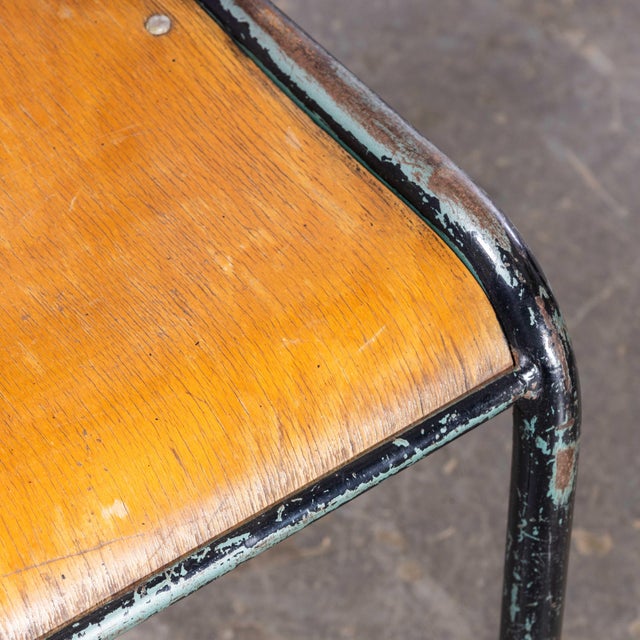 French Stacking D Back Dining Chairs in Blue from Mullca, 1950s, Set of 4 For Sale - Image 13 of 18