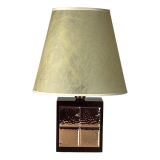 Italian Table Lamp in Walnut and Copper, 1990s For Sale