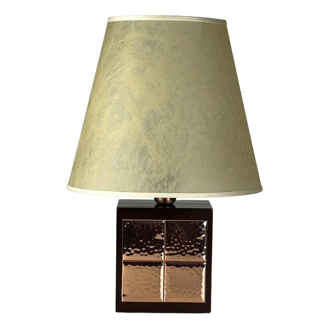Italian Table Lamp in Walnut and Copper, 1990s For Sale