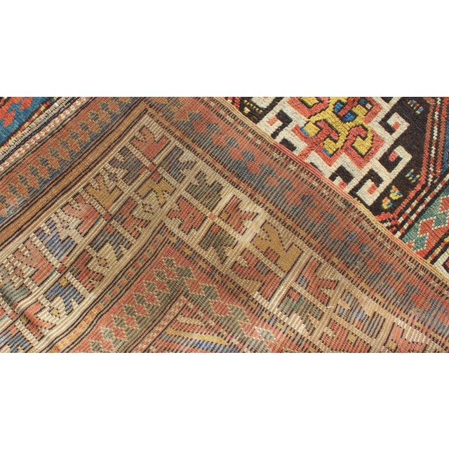 Late 19th Century Antique Kazak Carpet With Colorful Geometric Design For Sale In Atlanta - Image 6 of 6