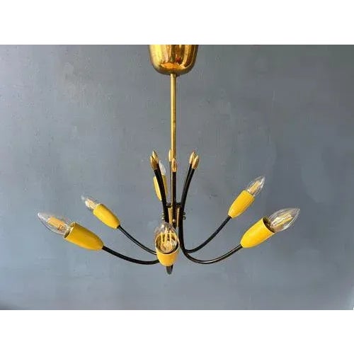 Vintage Spider Pendant Lamp in Yellow, 1950s For Sale - Image 6 of 11