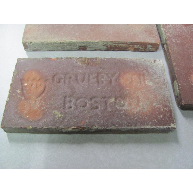 Grueby Faience Company Set of Three Grueby Pottery 6" X 3" Mustard Yellow Tiles Rare 1905 Signed For Sale - Image 4 of 13