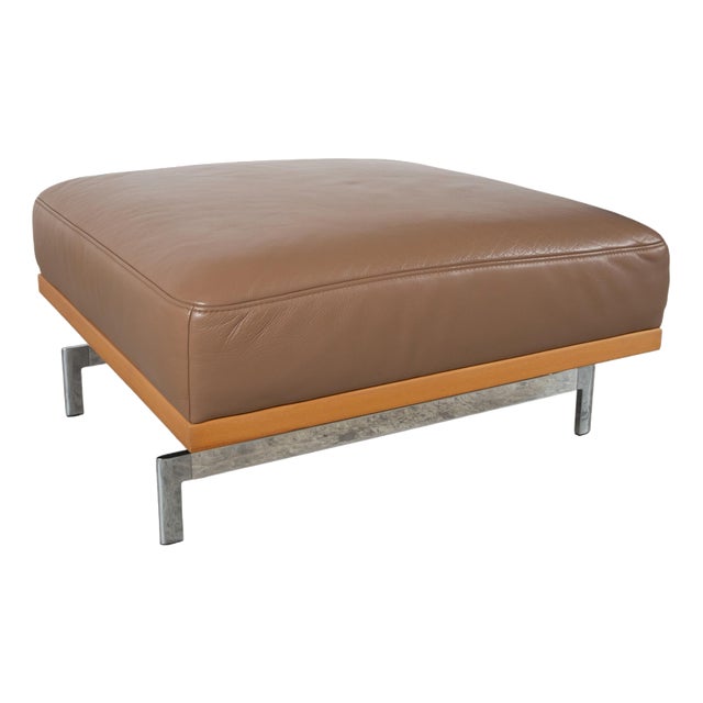 Model 24/7 Ottoman in Leather, Wood and Chrome from Joop For Sale