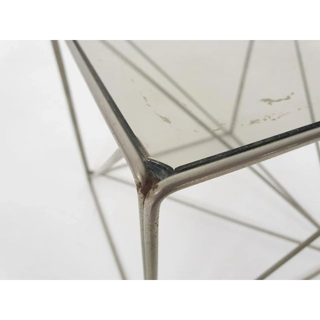 Metal and Glass Isocele Side Table attributed to Max Sauze, France, 1960s For Sale - Image 9 of 11