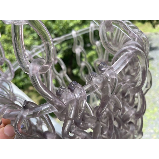 Rare Fine Antique 19th C. Victorian Free Blown Glass Whimsy Hanging Chain Basket For Sale - Image 12 of 18