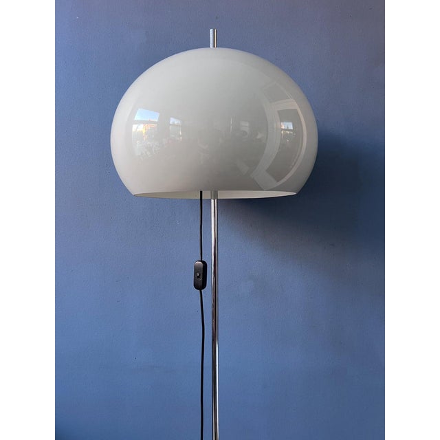 Plastic Mid-Century White Mushroom Floor Lamp with Acrylic Glass Shade For Sale - Image 7 of 13