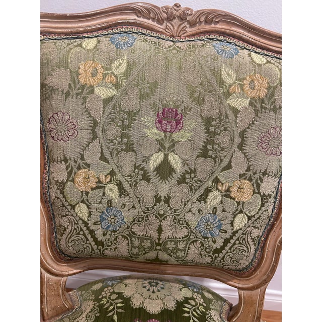 Late 20th Century Pairs of French Louis XV Bergere Armchairs/Floral Uphoslstery For Sale - Image 5 of 11