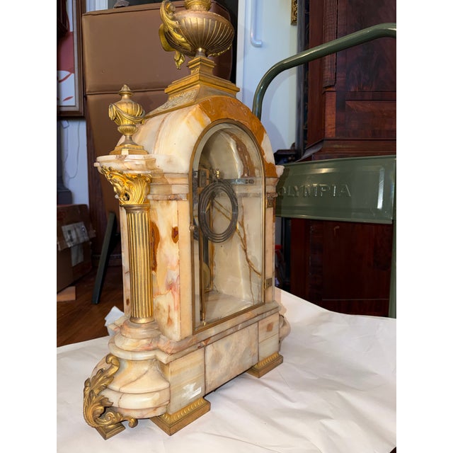 Metal Enormous 15 Day French Crystal Regulator Clock With Portico Style Stone Case For Sale - Image 7 of 10