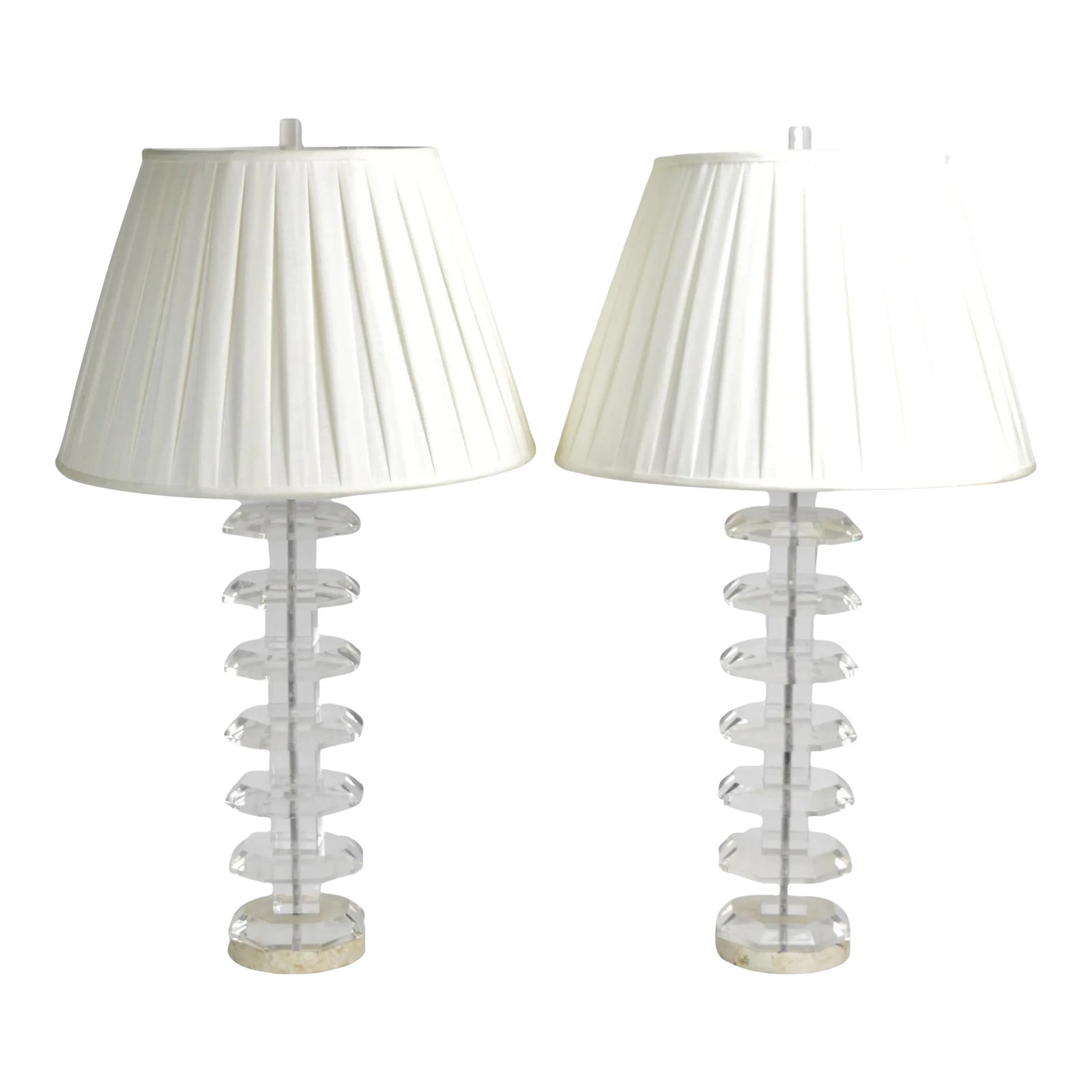 Pair of Mid 20th Century Modern Octagonal Base Acrylic Lucite Table ...