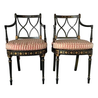Regency Style Painted Armchairs, a Pair For Sale