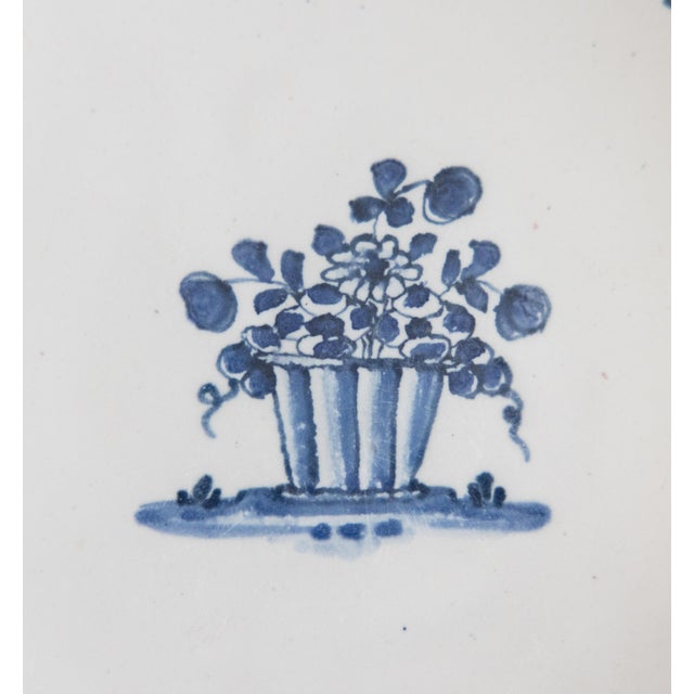 Mid 18th Century 18th Century French Nevers Faience Blue & White Faience Scalloped Floral Plate For Sale - Image 5 of 8