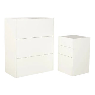 Cube Sideboard in White Wood from Interlübke, Set of 2 For Sale