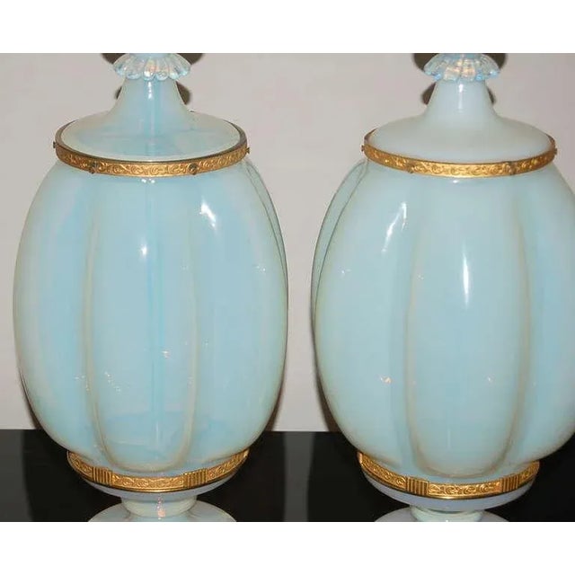 Glass 1960s Asian Marbro Murano White Opaline Glass Lamps - Pair For Sale - Image 7 of 11