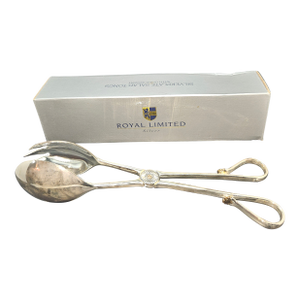Vintage Royal Limited Silver-Plated Salad Tongs With Gold Accents
