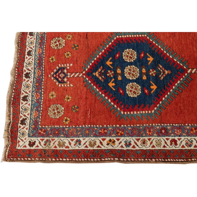 1920s Antique Heriz Handmade Tribal Long Wool Runner With Rust-Orange Color For Sale - Image 4 of 7