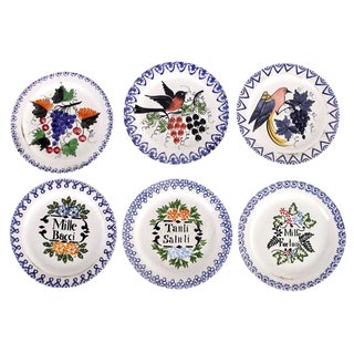 Vintage Majolica Plates, Set of 6 For Sale