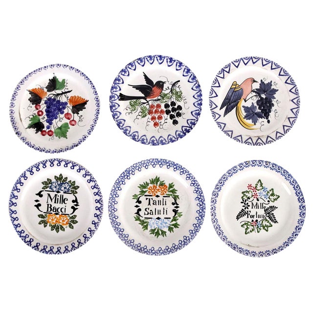 Vintage Majolica Plates, Set of 6 For Sale