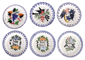 Vintage Majolica Plates, Set of 6