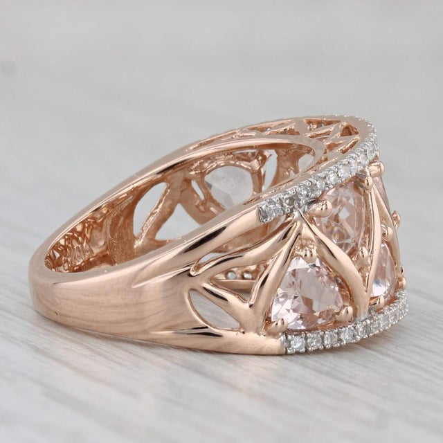 Mid 20th Century Mid 20th Century 3.22ctw Morganite Diamond Ring 14k Rose Gold Size 8 Cocktail For Sale - Image 5 of 8