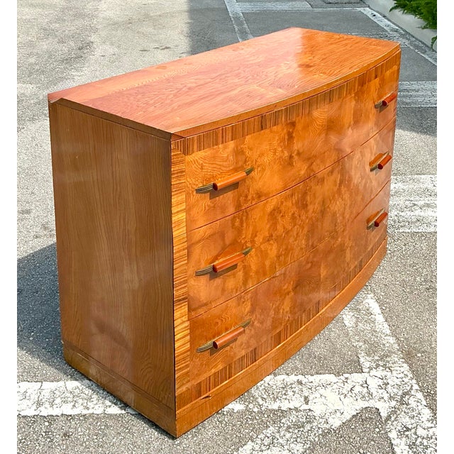 Vintage Deco Burl Wood Chest of Drawers For Sale - Image 9 of 12