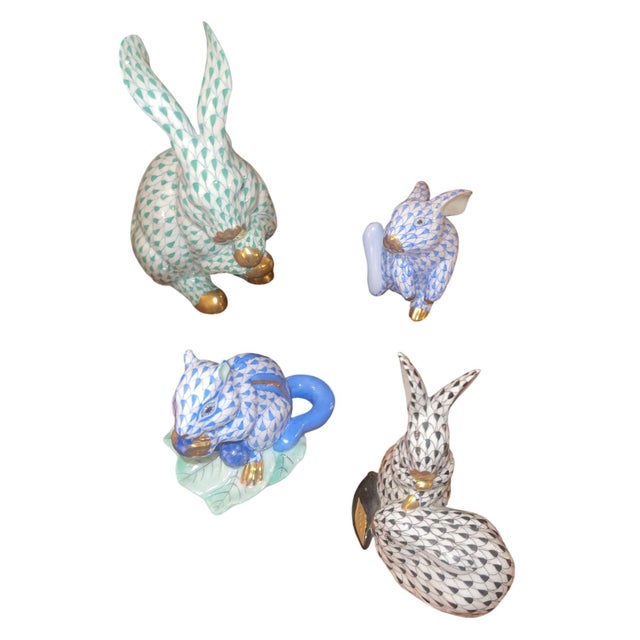 Set of Ten Herend Fishnet Porcelain Animal Figurines. Hungary, 20th Century. For Sale In Los Angeles - Image 6 of 9