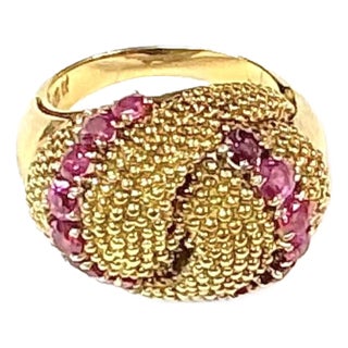 Italian 18k Yellow Gold Ruby Ring For Sale