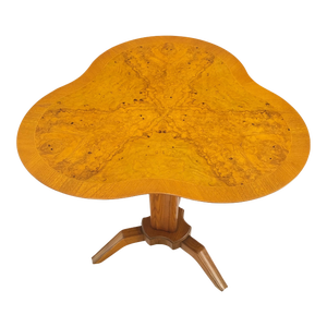 Swedish Mid-Century Modern Burl Wood Tri Legged Side End Table Stand 1949