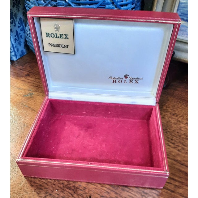 Red Vintage President Rolex Watch Box With Tapestry For Sale - Image 8 of 16