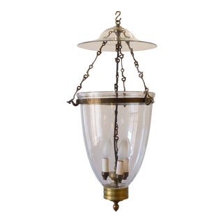 Vintage English Brass Bell Light Fixture For Sale