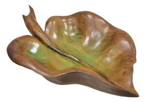 Vintage Dan Karner Mid Century Modern Hand Carved Wood Leaf Centerpiece Bowl