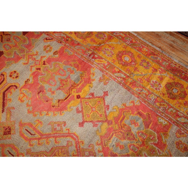 Mustard Zabihi Rug Collection Exotic Oversize 20th Century Antique Turkish Oushak Rug - 12'4" x 14'5" For Sale - Image 8 of 10