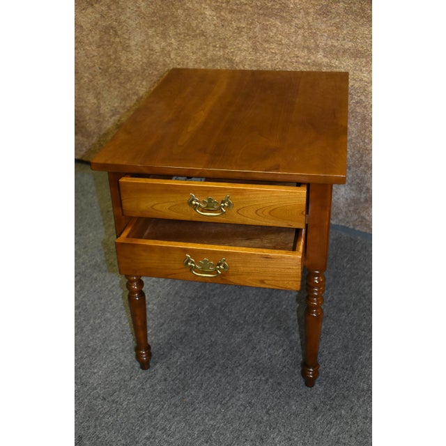 Vintage Stickley Two Drawer Solid Cherry Americana Style Side Table
