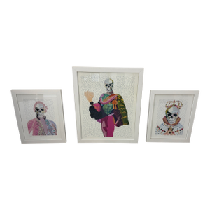 Contemporary Jamie Corley Signed Limited Edition Skull Royalty Print Series Framed Set of 3
