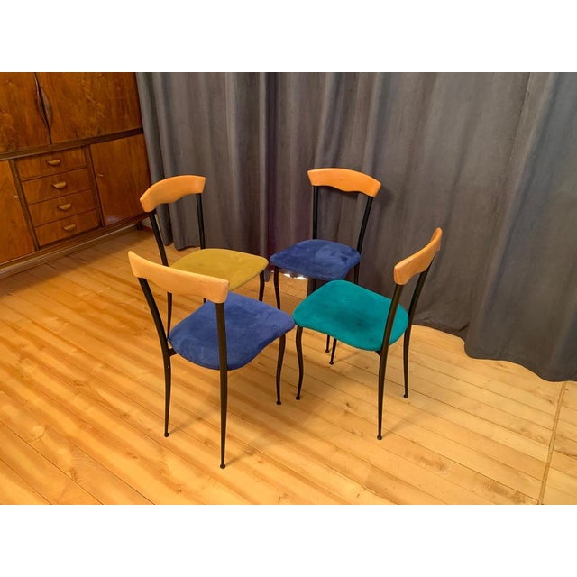 Italian Chairs in Alcantara, 1980s, Set of 4 For Sale - Image 9 of 14