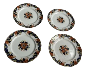 Late 19th Century John Maddock & Sons Majestic Multicolored Smooth "Imperfect" Bread Plates - Set of 4