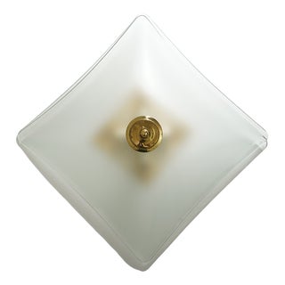 Ceiling Lamp in Satin Glass and Brass by Kazuhide Takahama for Sirrah, 1970s For Sale