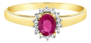 Diamond Ruby Halo Ring .60cttw 14K Yellow Gold, Size 5