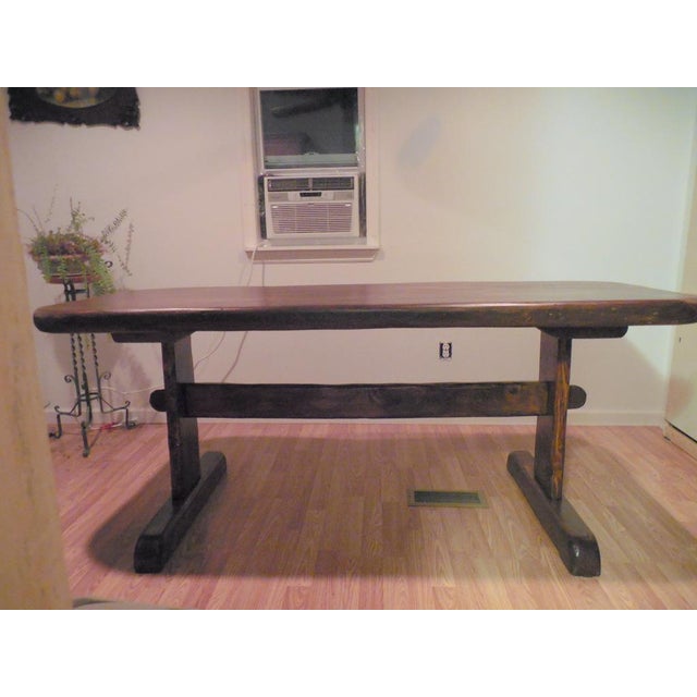 Mid-Century Handcrafted Live Edge Full Slab Trestle Table ...