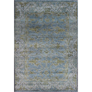 Modern Hand Knotted Oushak Rug- 4′ × 6′ For Sale