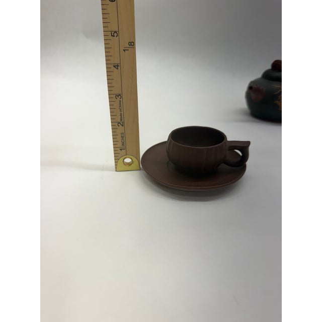 Vintage Chinese Yixing Zisha Clay Teapot and Tea Set With Original Fitted Box - 10 pcs For Sale - Image 14 of 17