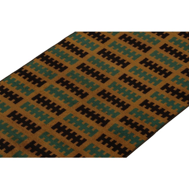 Rug & Kilim Vintage Zeki Müren Runner in Ochre, Teal & Black Geometric Pattern - Rug & Kilim For Sale - Image 4 of 8