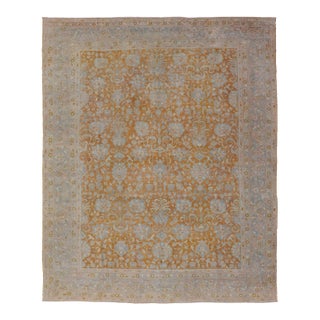 Antique Indian Amritsar Rug in Light Orange/Saffron, Pink, Light Blue & Green 9'10 X 13'3 For Sale