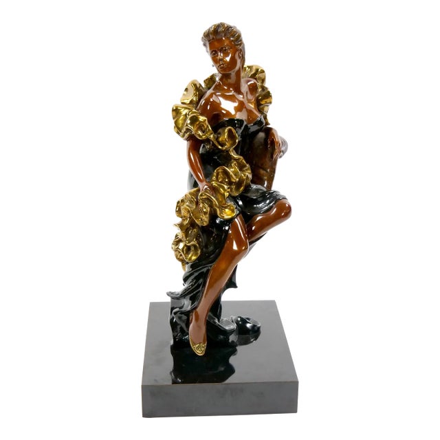 Mid-Century Modern Patinated Bronze Figural Sculpture of a Reclining Lady For Sale