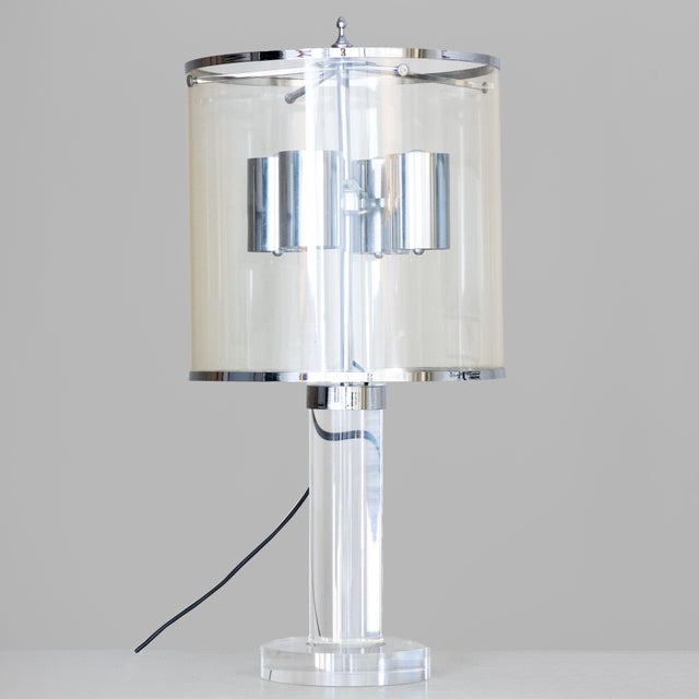 Cylindrical Acrylic Glass Table Lamp, 1970s For Sale - Image 10 of 10