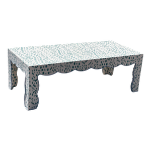 Custom Scalloped Coffee Table in Brunschwig and Fils