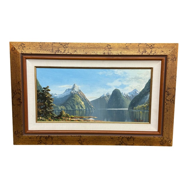 Paul Cato Mitre Peak and Milford Sound, New Zealand Original Artwork, Signed For Sale