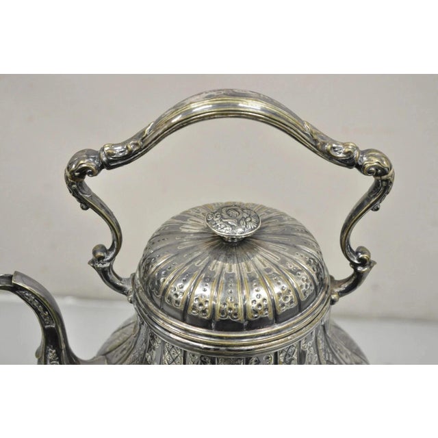 Antique Hunt & Roskell Late Store & Mortimer Silver Plated Tilting Tea Pot Stand For Sale In Philadelphia - Image 6 of 12