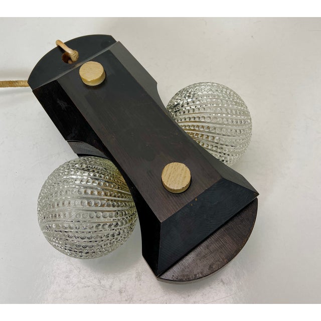 Brutalist Pendant Lamp of Wood and Glass from Temde, 1960s For Sale - Image 13 of 18