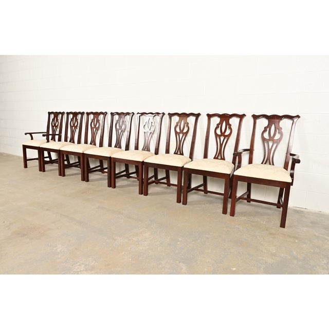 Thomasville Georgian Carved Mahogany Side Chairs or Dining Chairs, Pair For Sale - Image 12 of 13