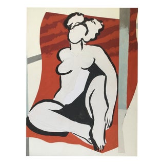 Claude Beaujour, Nude on a red background, 1994, Gouache For Sale